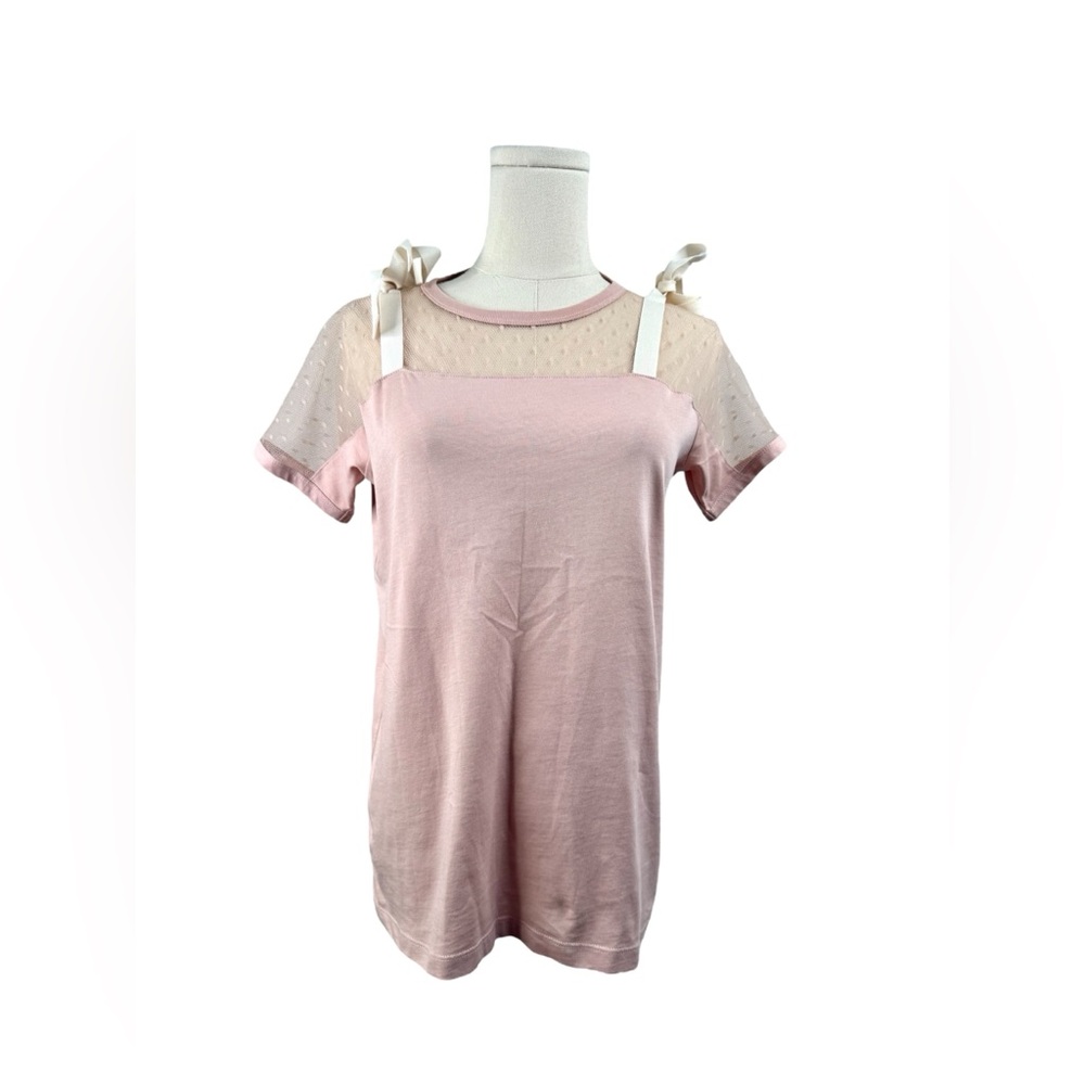 RED Valentino Pink Short Sleeve Tie-Shoulder Tee